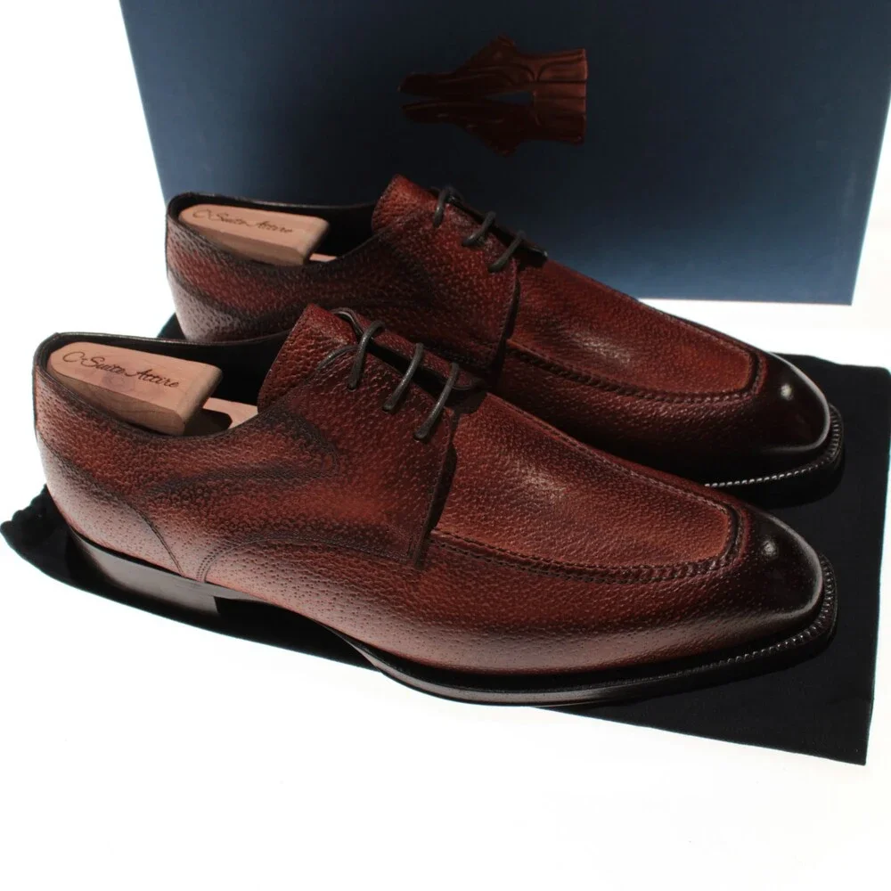 Di Bianco NWB Derby Dress Shoes Size 42.5 (US 9.5) in Brown Peccary Leather